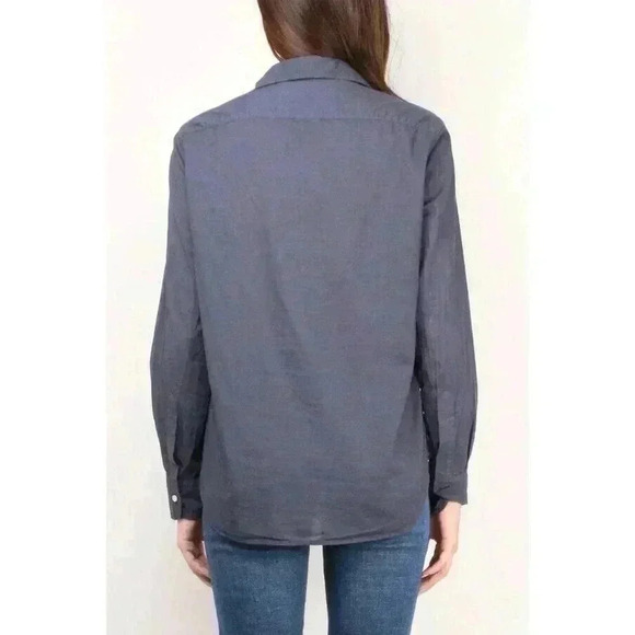 Frank & Eileen EILEEN Poplin Button Down Shirt XS Long-Sleeve Cotton Navy Blue - Picture 5 of 8